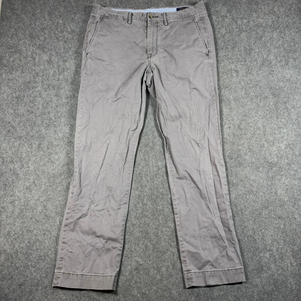 Polo Ralph Lauren Pants Mens 34x32 (34x30) Grey Stretch Straight Chino Trousers